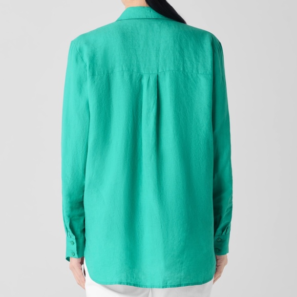 NWT Eileen Fisher Organic Handkerchief Linen Classic Collar Shirt Sz 2X - Picture 3 of 3